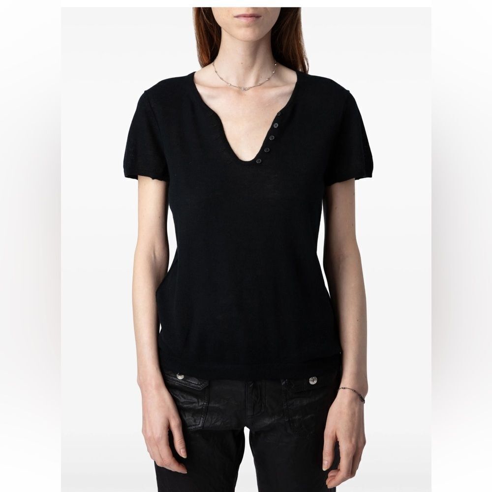 $298 Zadig&Voltaire Celsy cashmere top NEW XS - Picture 2 of 13